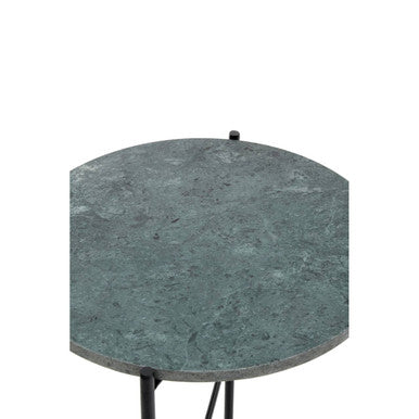 Green Marble Top Side Table with Black Iron Frame