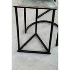 Marble Top Nest of 3 Tables with Black Metal Bases in Assorted Tones and Shapes