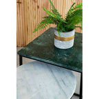 Marble Top Nest of 3 Tables with Black Metal Bases in Assorted Tones and Shapes