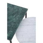 Marble Top Nest of 3 Tables with Black Metal Bases in Assorted Tones and Shapes