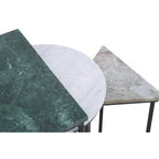 Marble Top Nest of 3 Tables with Black Metal Bases in Assorted Tones and Shapes
