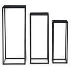 Nest of 3 Black Side Tables with Metal Base and Black Tops