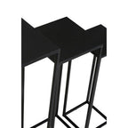 Nest of 3 Black Side Tables with Metal Base and Black Tops