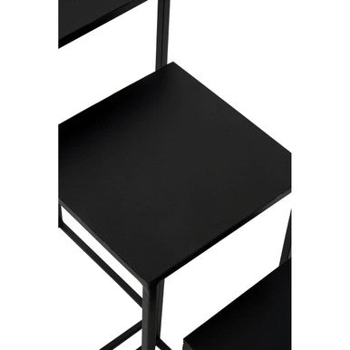 Nest of 3 Black Side Tables with Metal Base and Black Tops