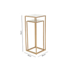 Nest of 2 White Marble Square Top Side Tables with Gold Metal Frame
