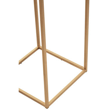 Nest of 2 White Marble Square Top Side Tables with Gold Metal Frame