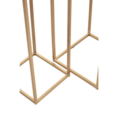 Nest of 2 White Marble Square Top Side Tables with Gold Metal Frame