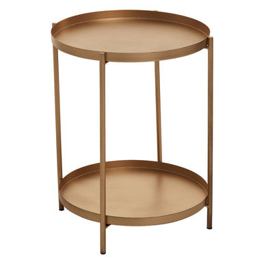 Gold Two-Tier Marble Top Side Table