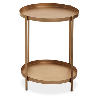 Gold Two-Tier Marble Top Side Table
