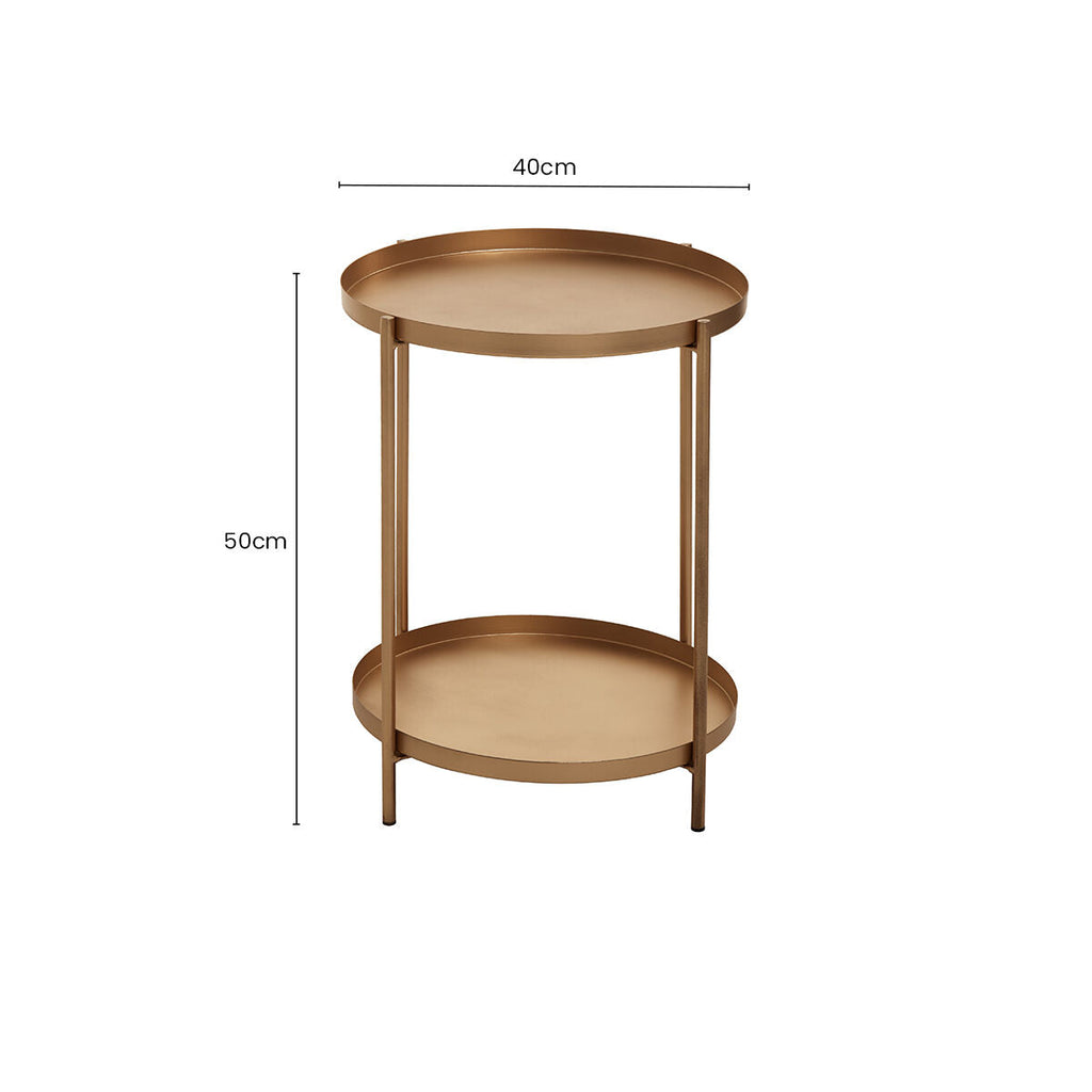 Gold Two-Tier Marble Top Side Table