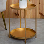 Gold Two-Tier Marble Top Side Table