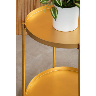 Gold Two-Tier Marble Top Side Table