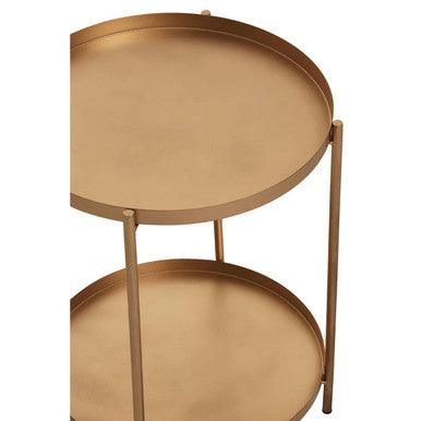 Gold Two-Tier Marble Top Side Table
