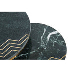 Green Marble and Gold Finish Set of 2 Side Tables