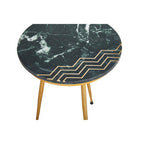 Green Marble and Gold Finish Set of 2 Side Tables