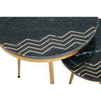 Green Marble and Gold Finish Set of 2 Side Tables