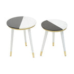 Black and White Marble Set of 2 Side Tables
