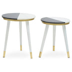 Black and White Marble Set of 2 Side Tables