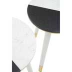 Black and White Marble Set of 2 Side Tables
