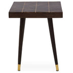Dark Brown Mango Wood Square Side Table with Gold Tip Legs