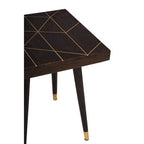 Dark Brown Mango Wood Square Side Table with Gold Tip Legs