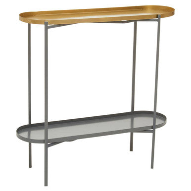 Grey and Matt Gold Finish 2 Tier Console Table