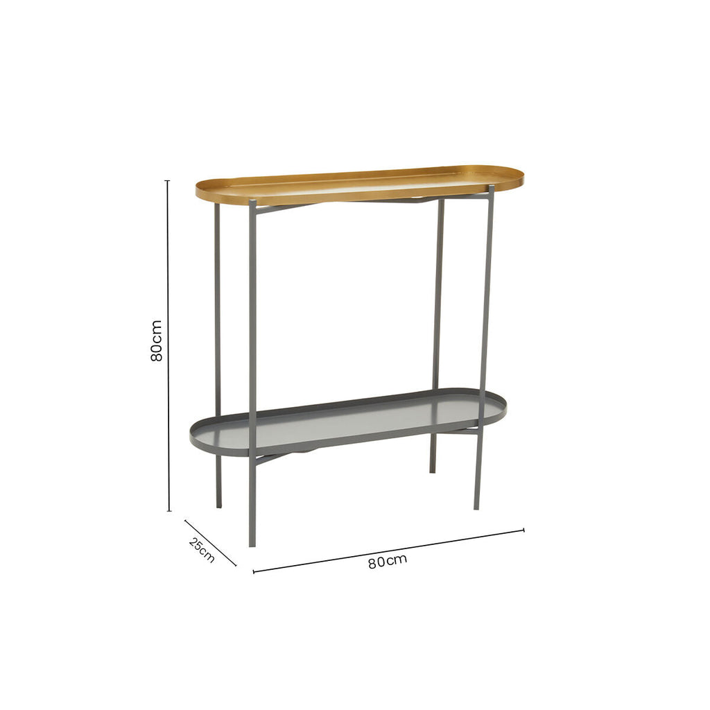Grey and Matt Gold Finish 2 Tier Console Table