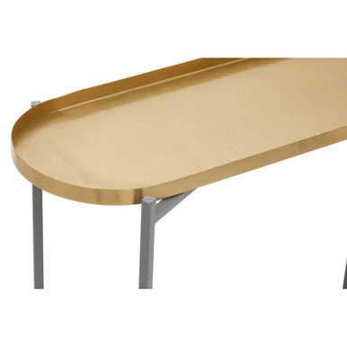 Grey and Matt Gold Finish 2 Tier Console Table