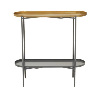 Grey and Matt Gold Finish 2 Tier Console Table
