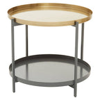 Two Tier Gold Round Coffee Table with Two-Tonal Contrast