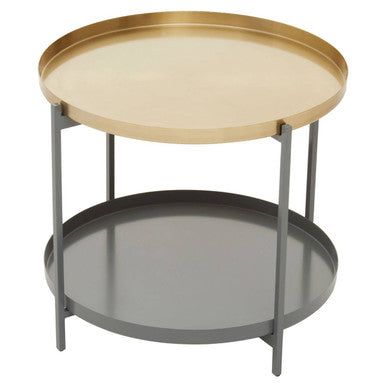 Two Tier Gold Round Coffee Table with Two-Tonal Contrast