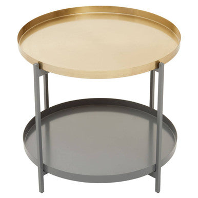 Two Tier Gold Round Coffee Table with Two-Tonal Contrast