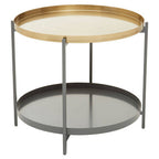 Two Tier Gold Round Coffee Table with Two-Tonal Contrast