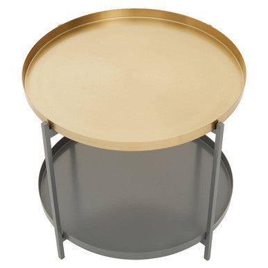 Two Tier Gold Round Coffee Table with Two-Tonal Contrast
