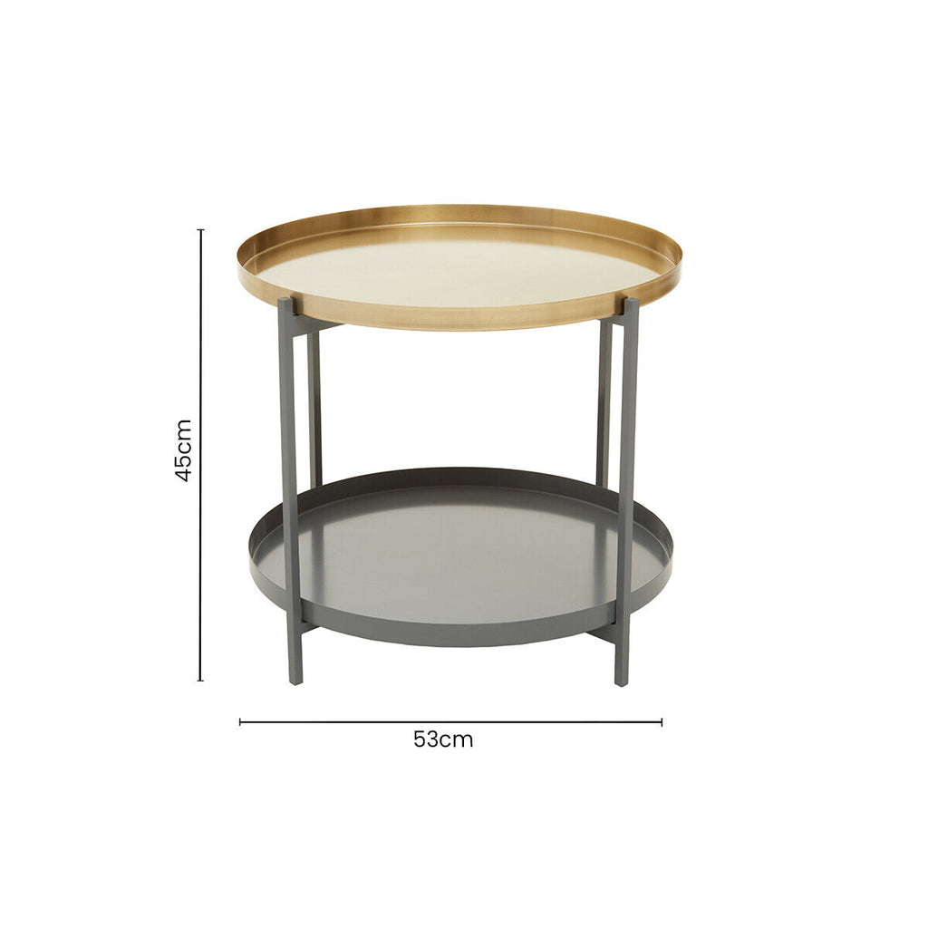 Two Tier Gold Round Coffee Table with Two-Tonal Contrast