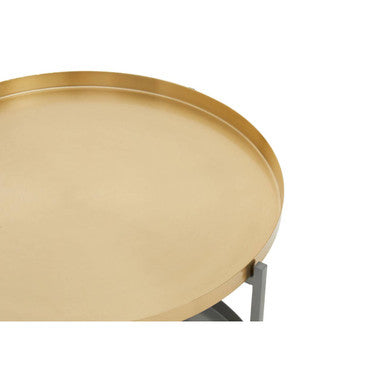 Two Tier Gold Round Coffee Table with Two-Tonal Contrast