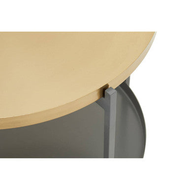 Two Tier Gold Round Coffee Table with Two-Tonal Contrast