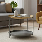 Two Tier Gold Round Coffee Table with Two-Tonal Contrast