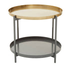 Two Tier Gold Round Coffee Table with Two-Tonal Contrast