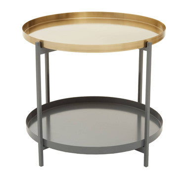 Two Tier Gold Round Coffee Table with Two-Tonal Contrast