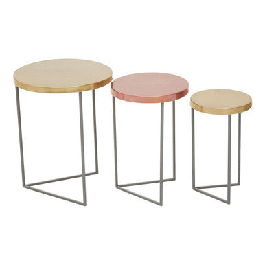 Matt Gold and Copper Finish Tops Set of 3 Nesting Tables