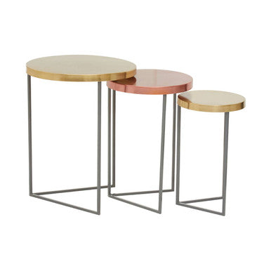 Matt Gold and Copper Finish Tops Set of 3 Nesting Tables