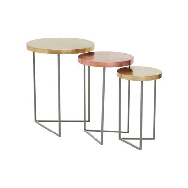 Matt Gold and Copper Finish Tops Set of 3 Nesting Tables