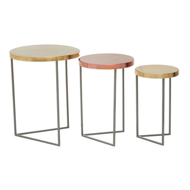 Matt Gold and Copper Finish Tops Set of 3 Nesting Tables