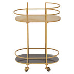 Grey and Matte Gold Finish 2 Tier Drinks Trolley
