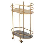 Grey and Matte Gold Finish 2 Tier Drinks Trolley