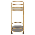 Grey and Matte Gold Finish 2 Tier Drinks Trolley