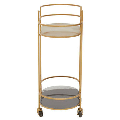 Grey and Matte Gold Finish 2 Tier Drinks Trolley
