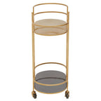Grey and Matte Gold Finish 2 Tier Drinks Trolley