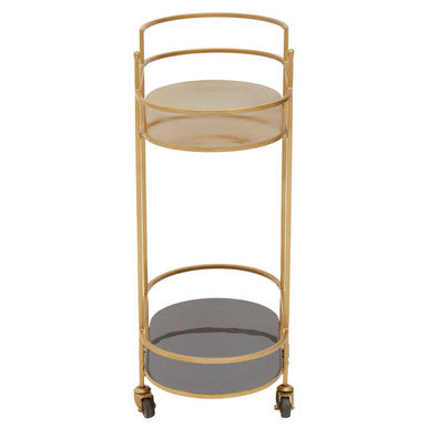 Grey and Matte Gold Finish 2 Tier Drinks Trolley